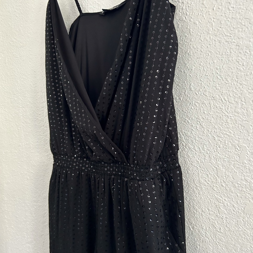 Express Medium Black Jumpsuit Sequin Adjustable S… - image 2